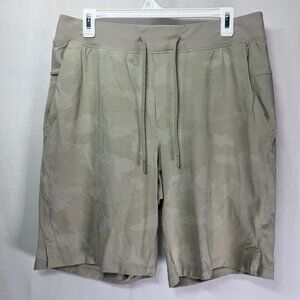 Lululemon T.H.E. Short 9" *Linerless – Variegated Mesh Camo  Dark Olive Sz L EUC